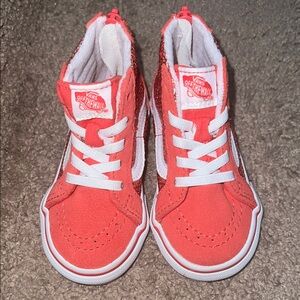 Vans Kids High-Top Sneakers - Coral and White